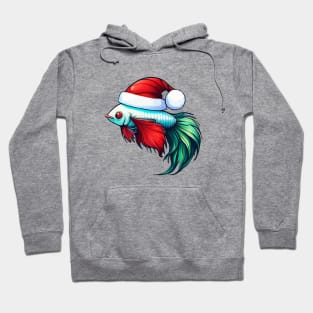 COOL BETTA FISH WITH SANTA HAT - CHRISTMAS Hoodie